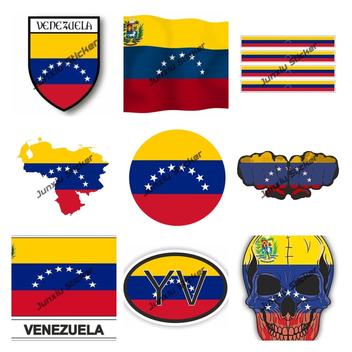 Calcomanía de vinilo con bandera de VENEZUELA con Calavera mapa