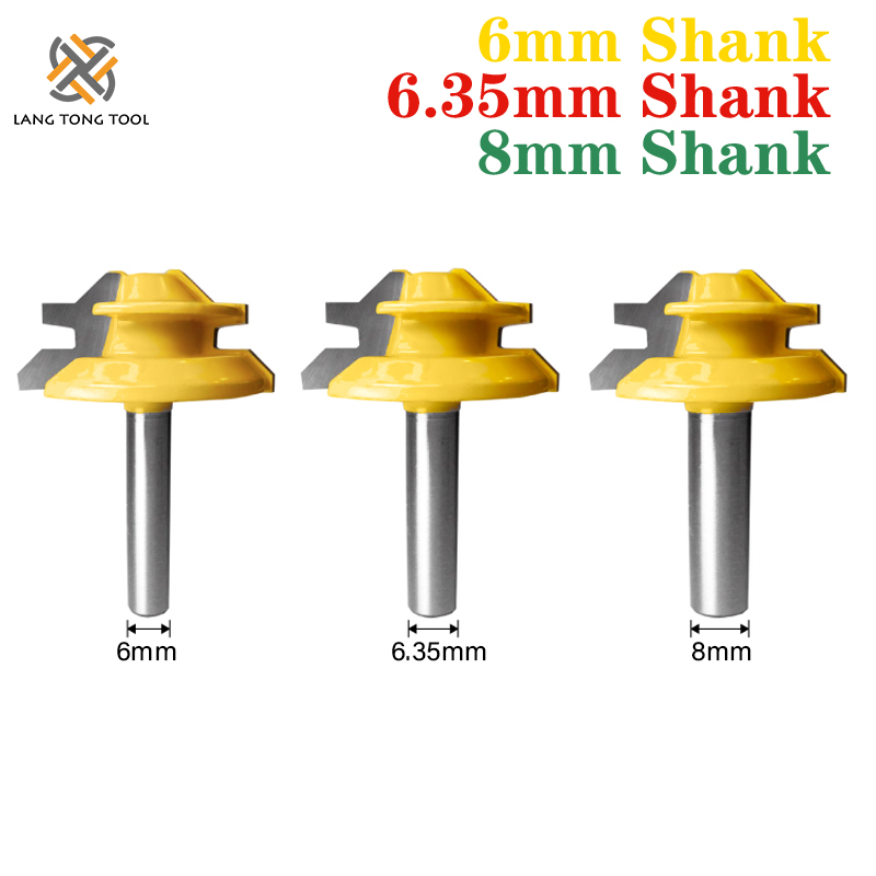 Broca de inglete de bloqueo de 45 grados, herramienta de corte de espiga para carpinter&iacute;a, fresado de perforaci&oacute;n. Aleaci&oacute;n de carburo de madera LT069, 1 ud.