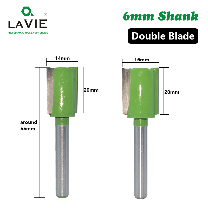 LAVIE-broca recta de carburo de tungsteno, 1 unidad, 6mm. Fresa de doble flauta simple, cortador de fresado de madera para carpinter&iacute;a MC06020