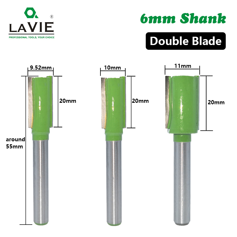 LAVIE-broca recta de carburo de tungsteno, 1 unidad, 6mm. Fresa de doble flauta simple, cortador de fresado de madera para carpinter&iacute;a MC06020