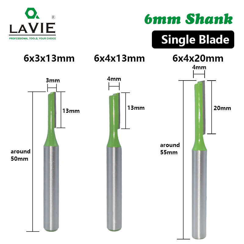 LAVIE-broca recta de carburo de tungsteno, 1 unidad, 6mm. Fresa de doble flauta simple, cortador de fresado de madera para carpinter&iacute;a MC06020