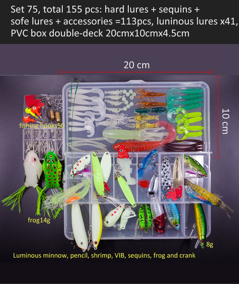 Conjunto de Señuelos de Pesca multicolores, Wobblers artificiales de colores mezclados, Kit de Señuelos de Pesca suaves, cebo de Metal de plástico, juego de aparejos de pesca Conjunto de Señuelos de Pesca multicolores, Wobblers artificiales de colores mezclados, Kit de Señuelos de Pesca suaves, cebo de Metal de plástico, juego de aparejos de pesca