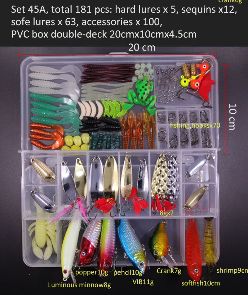 Conjunto de Señuelos de Pesca multicolores, Wobblers artificiales de colores mezclados, Kit de Señuelos de Pesca suaves, cebo de Metal de plástico, juego de aparejos de pesca Conjunto de Señuelos de Pesca multicolores, Wobblers artificiales de colores mezclados, Kit de Señuelos de Pesca suaves, cebo de Metal de plástico, juego de aparejos de pesca