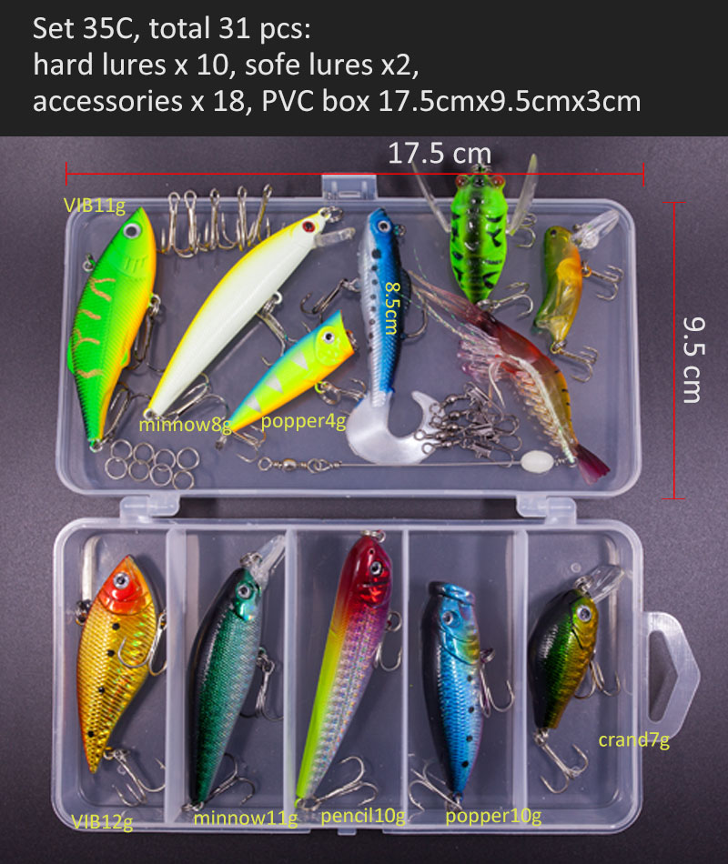Conjunto de Señuelos de Pesca multicolores, Wobblers artificiales de colores mezclados, Kit de Señuelos de Pesca suaves, cebo de Metal de plástico, juego de aparejos de pesca Conjunto de Señuelos de Pesca multicolores, Wobblers artificiales de colores mezclados, Kit de Señuelos de Pesca suaves, cebo de Metal de plástico, juego de aparejos de pesca