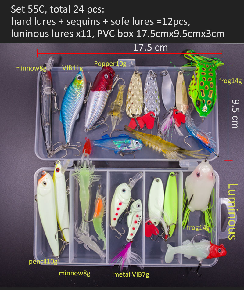 Conjunto de Señuelos de Pesca multicolores, Wobblers artificiales de colores mezclados, Kit de Señuelos de Pesca suaves, cebo de Metal de plástico, juego de aparejos de pesca Conjunto de Señuelos de Pesca multicolores, Wobblers artificiales de colores mezclados, Kit de Señuelos de Pesca suaves, cebo de Metal de plástico, juego de aparejos de pesca