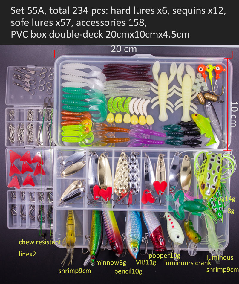 Conjunto de Señuelos de Pesca multicolores, Wobblers artificiales de colores mezclados, Kit de Señuelos de Pesca suaves, cebo de Metal de plástico, juego de aparejos de pesca Conjunto de Señuelos de Pesca multicolores, Wobblers artificiales de colores mezclados, Kit de Señuelos de Pesca suaves, cebo de Metal de plástico, juego de aparejos de pesca