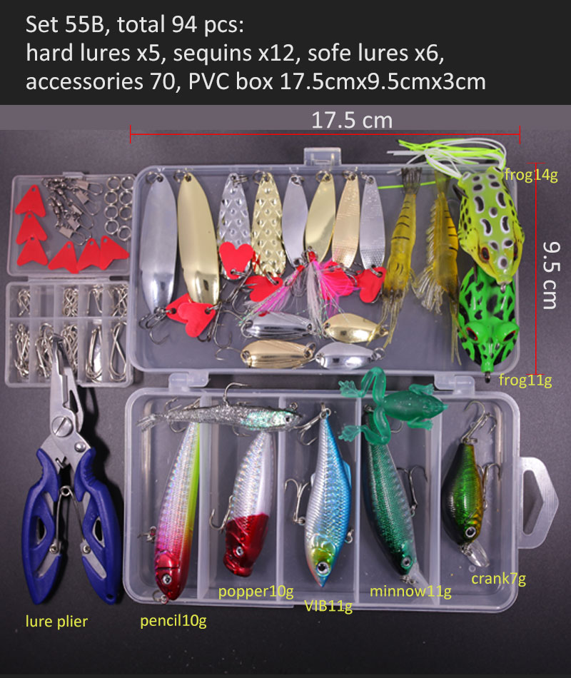 Conjunto de Señuelos de Pesca multicolores, Wobblers artificiales de colores mezclados, Kit de Señuelos de Pesca suaves, cebo de Metal de plástico, juego de aparejos de pesca Conjunto de Señuelos de Pesca multicolores, Wobblers artificiales de colores mezclados, Kit de Señuelos de Pesca suaves, cebo de Metal de plástico, juego de aparejos de pesca