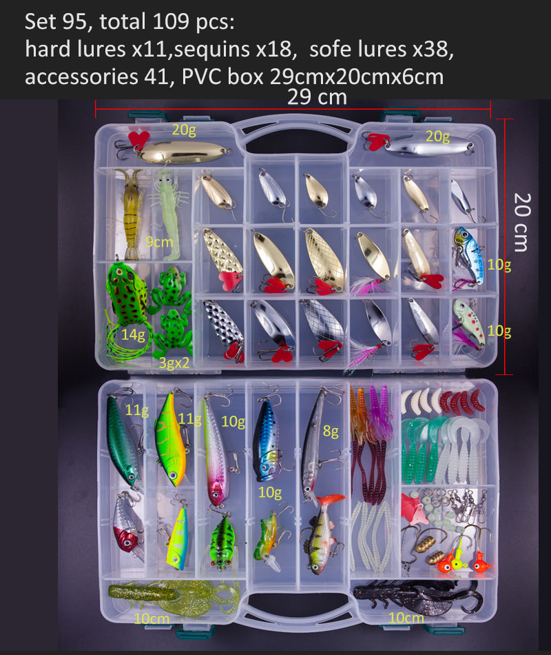 Conjunto de Señuelos de Pesca multicolores, Wobblers artificiales de colores mezclados, Kit de Señuelos de Pesca suaves, cebo de Metal de plástico, juego de aparejos de pesca Conjunto de Señuelos de Pesca multicolores, Wobblers artificiales de colores mezclados, Kit de Señuelos de Pesca suaves, cebo de Metal de plástico, juego de aparejos de pesca