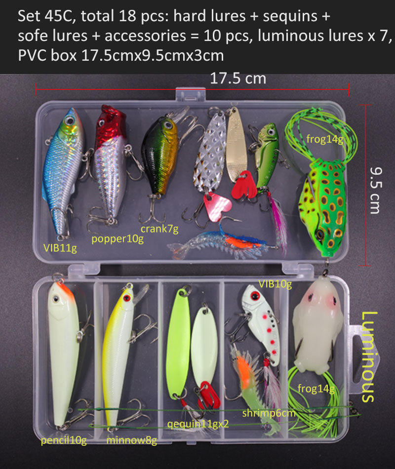 Conjunto de Señuelos de Pesca multicolores, Wobblers artificiales de colores mezclados, Kit de Señuelos de Pesca suaves, cebo de Metal de plástico, juego de aparejos de pesca Conjunto de Señuelos de Pesca multicolores, Wobblers artificiales de colores mezclados, Kit de Señuelos de Pesca suaves, cebo de Metal de plástico, juego de aparejos de pesca