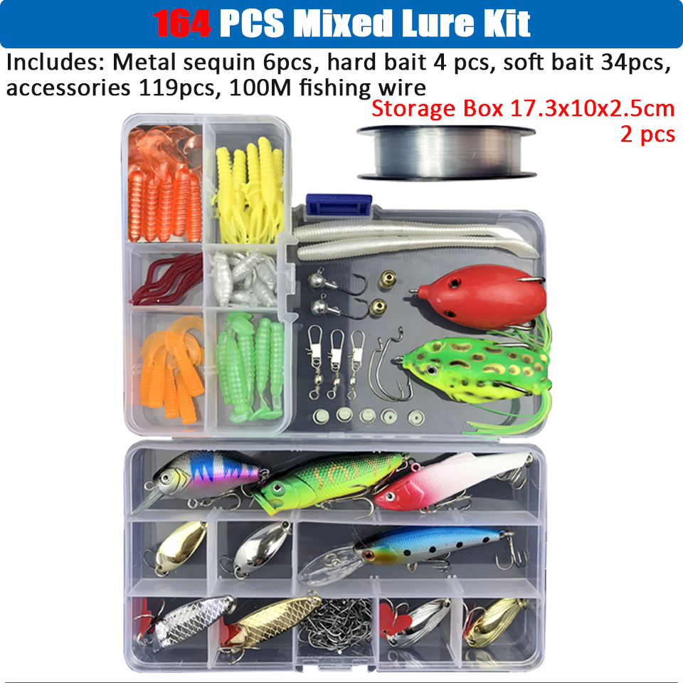 Conjunto de Señuelos de Pesca multicolores, Wobblers artificiales de colores mezclados, Kit de Señuelos de Pesca suaves, cebo de Metal de plástico, juego de aparejos de pesca Conjunto de Señuelos de Pesca multicolores, Wobblers artificiales de colores mezclados, Kit de Señuelos de Pesca suaves, cebo de Metal de plástico, juego de aparejos de pesca