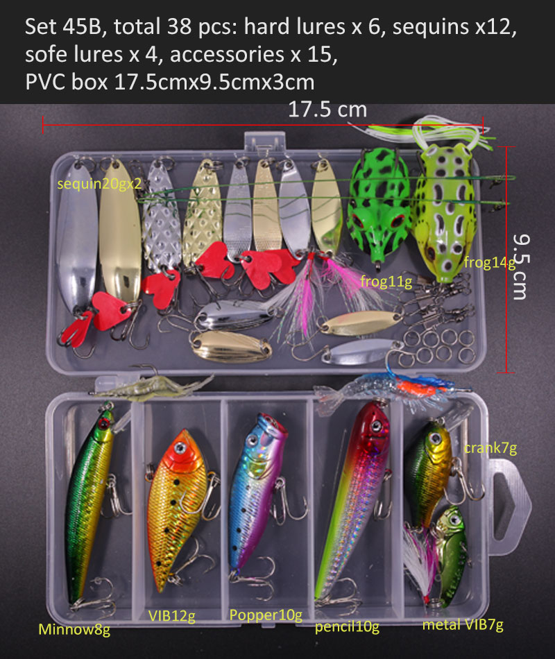 Conjunto de Señuelos de Pesca multicolores, Wobblers artificiales de colores mezclados, Kit de Señuelos de Pesca suaves, cebo de Metal de plástico, juego de aparejos de pesca Conjunto de Señuelos de Pesca multicolores, Wobblers artificiales de colores mezclados, Kit de Señuelos de Pesca suaves, cebo de Metal de plástico, juego de aparejos de pesca