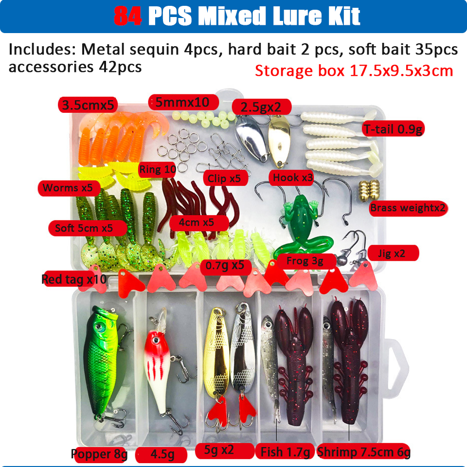 Conjunto de Señuelos de Pesca multicolores, Wobblers artificiales de colores mezclados, Kit de Señuelos de Pesca suaves, cebo de Metal de plástico, juego de aparejos de pesca Conjunto de Señuelos de Pesca multicolores, Wobblers artificiales de colores mezclados, Kit de Señuelos de Pesca suaves, cebo de Metal de plástico, juego de aparejos de pesca