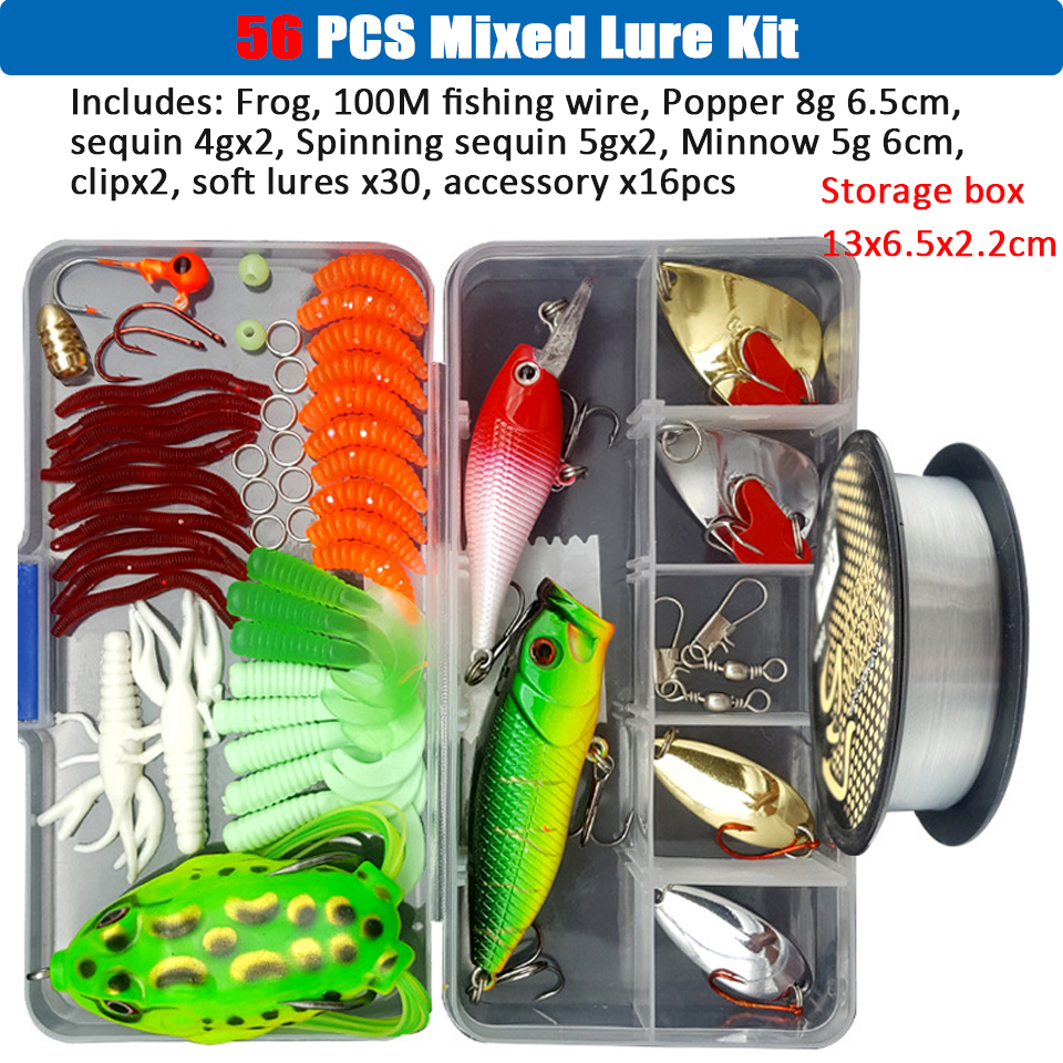 Conjunto de Señuelos de Pesca multicolores, Wobblers artificiales de colores mezclados, Kit de Señuelos de Pesca suaves, cebo de Metal de plástico, juego de aparejos de pesca Conjunto de Señuelos de Pesca multicolores, Wobblers artificiales de colores mezclados, Kit de Señuelos de Pesca suaves, cebo de Metal de plástico, juego de aparejos de pesca