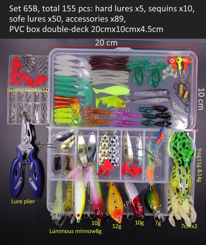 Conjunto de Señuelos de Pesca multicolores, Wobblers artificiales de colores mezclados, Kit de Señuelos de Pesca suaves, cebo de Metal de plástico, juego de aparejos de pesca Conjunto de Señuelos de Pesca multicolores, Wobblers artificiales de colores mezclados, Kit de Señuelos de Pesca suaves, cebo de Metal de plástico, juego de aparejos de pesca