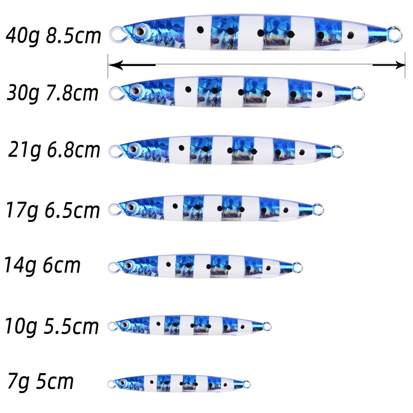 Se&ntilde;uelos de Pesca de fundici&oacute;n de Metal, anzuelos largos superfinos de 6 unids/lote, 7G, 10G, 14G, 17G, 21G, 30G, 40G