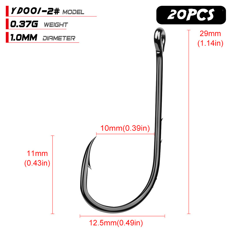 Anzuelos de pesca de 20 piezas, anzuelos afilados de acero al carbono, con p&uacute;as adecuadas para camarones, gusanos de tierra, se&ntilde;uelo suave, anzuelos de larva para pesca en la playa