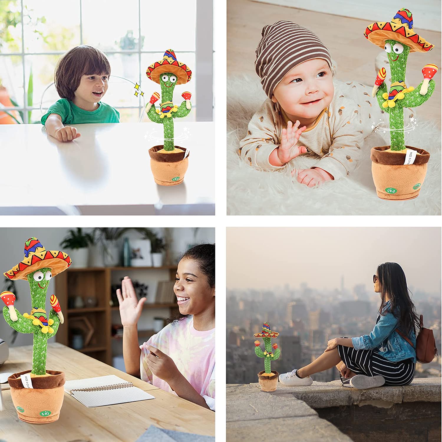 Juguete de peluche de Cactus para beb&eacute; y ni&ntilde;o, mu&ntilde;eco parlante con carga USB, juguete para cantar, bailar y hablar con voz, regalo de Navidad para decoraci&oacute;n del hogar