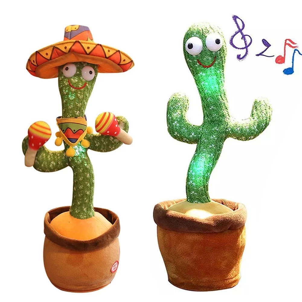 Juguete de peluche de Cactus para beb&eacute; y ni&ntilde;o, mu&ntilde;eco parlante con carga USB, juguete para cantar, bailar y hablar con voz, regalo de Navidad para decoraci&oacute;n del hogar