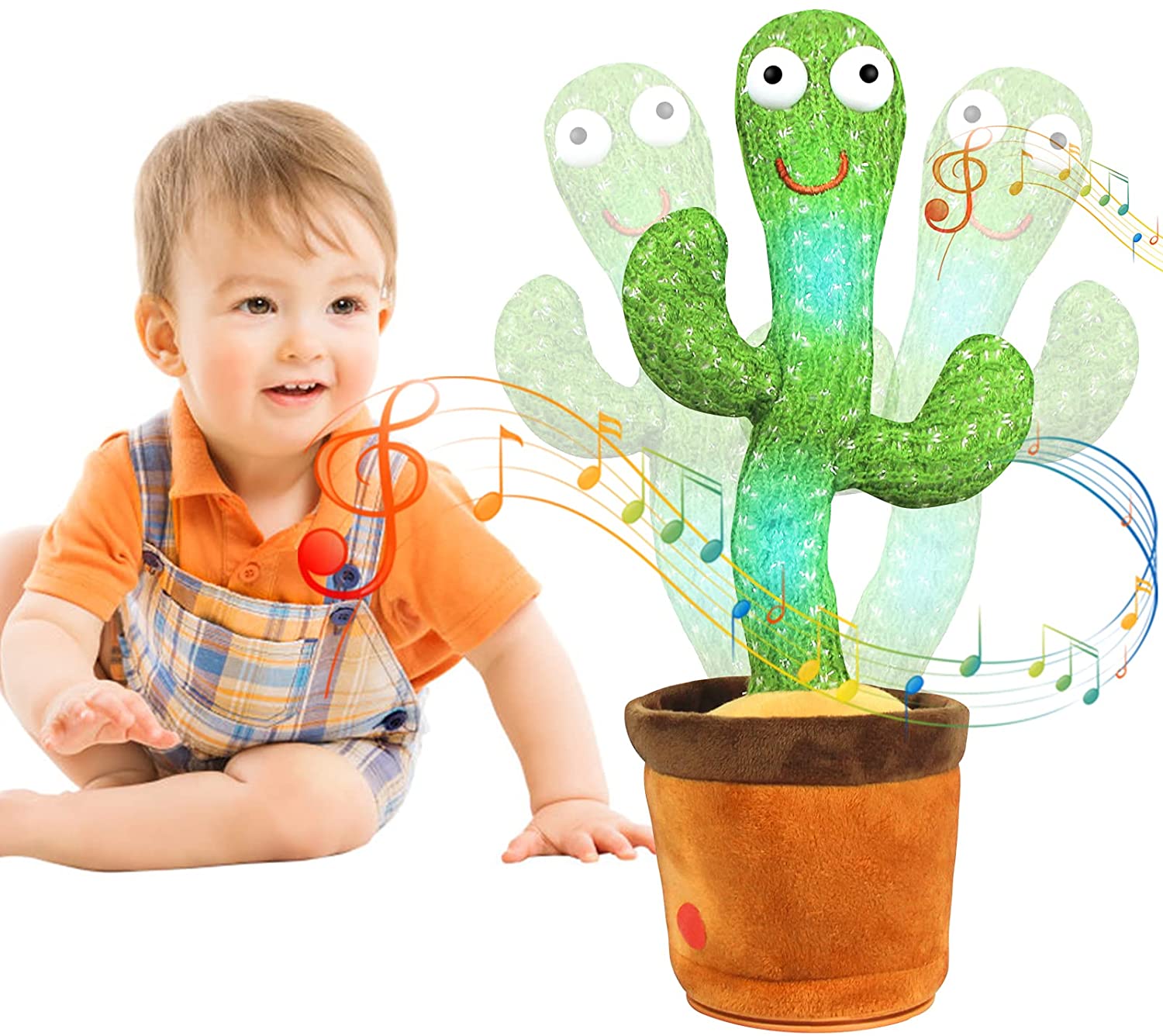 Juguete de peluche de Cactus para beb&eacute; y ni&ntilde;o, mu&ntilde;eco parlante con carga USB, juguete para cantar, bailar y hablar con voz, regalo de Navidad para decoraci&oacute;n del hogar