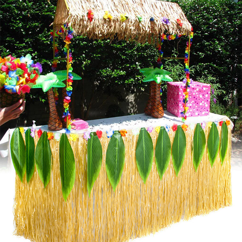 Falda de mesa para decoraciones de fiesta hawaiana Tropical, suministros de decoraci&oacute;n de fiesta Luau, cubierta de mesa de cumplea&ntilde;os para ni&ntilde;os y adultos