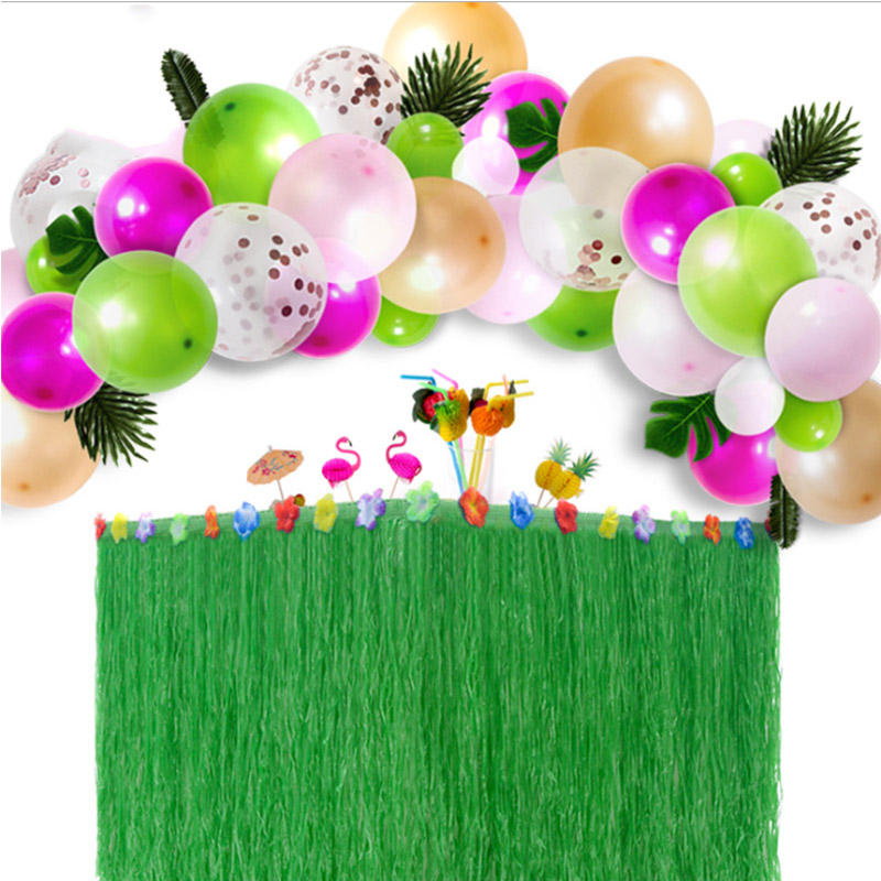 Falda de mesa para decoraciones de fiesta hawaiana Tropical, suministros de decoraci&oacute;n de fiesta Luau, cubierta de mesa de cumplea&ntilde;os para ni&ntilde;os y adultos