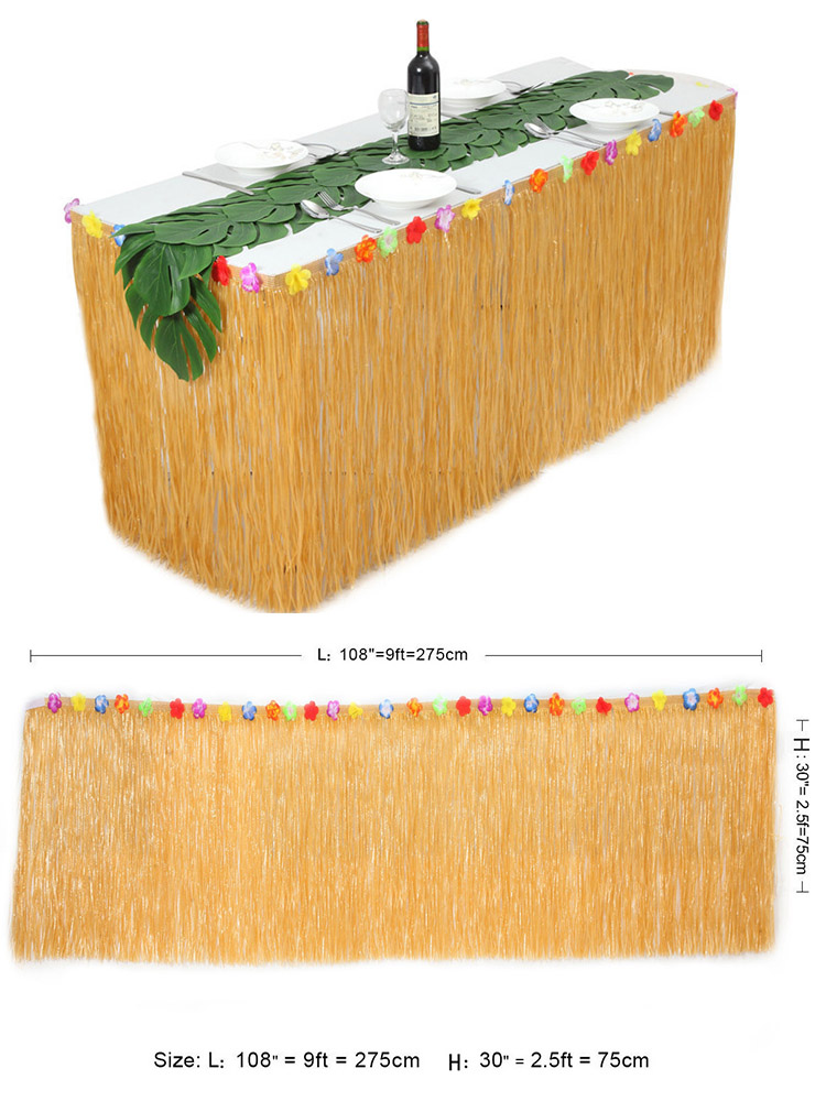 Falda de mesa para decoraciones de fiesta hawaiana Tropical, suministros de decoraci&oacute;n de fiesta Luau, cubierta de mesa de cumplea&ntilde;os para ni&ntilde;os y adultos