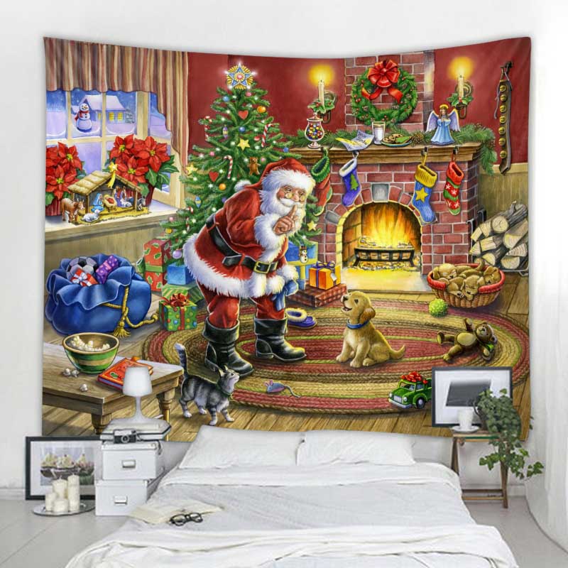 Tapiz navide&ntilde;o para colgar en la pared, decoraci&oacute;n navide&ntilde;a c&aacute;lida para el hogar, impresi&oacute;n de gran tama&ntilde;o