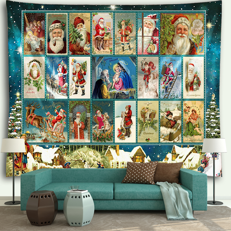 Tapiz de Navidad colgante de pared de Cristo, Escena de Natividad, decoraci&oacute;n de habitaci&oacute;n Vintage, &aacute;rbol de Navidad, Pap&aacute; Noel, decoraci&oacute;n del hogar, pa&ntilde;o grande
