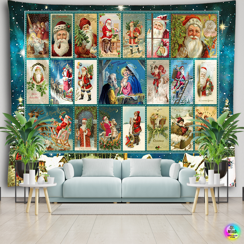 Tapiz de Navidad colgante de pared de Cristo, Escena de Natividad, decoraci&oacute;n de habitaci&oacute;n Vintage, &aacute;rbol de Navidad, Pap&aacute; Noel, decoraci&oacute;n del hogar, pa&ntilde;o grande