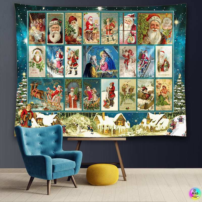 Tapiz de Navidad colgante de pared de Cristo, Escena de Natividad, decoraci&oacute;n de habitaci&oacute;n Vintage, &aacute;rbol de Navidad, Pap&aacute; Noel, decoraci&oacute;n del hogar, pa&ntilde;o grande