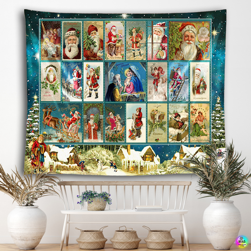 Tapiz de Navidad colgante de pared de Cristo, Escena de Natividad, decoraci&oacute;n de habitaci&oacute;n Vintage, &aacute;rbol de Navidad, Pap&aacute; Noel, decoraci&oacute;n del hogar, pa&ntilde;o grande