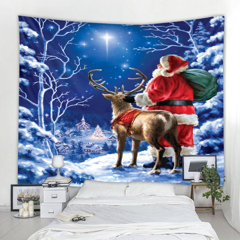 Tapiz colgante de pared con dise&ntilde;o de chimenea de Pap&aacute; Noel, decoraci&oacute;n de &aacute;rbol de Navidad para dormitorio, sala de estar, dormitorio, vacaciones, regalo