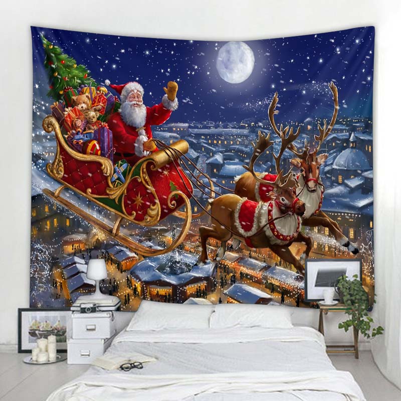 Tapiz colgante de pared con dise&ntilde;o de chimenea de Pap&aacute; Noel, decoraci&oacute;n de &aacute;rbol de Navidad para dormitorio, sala de estar, dormitorio, vacaciones, regalo