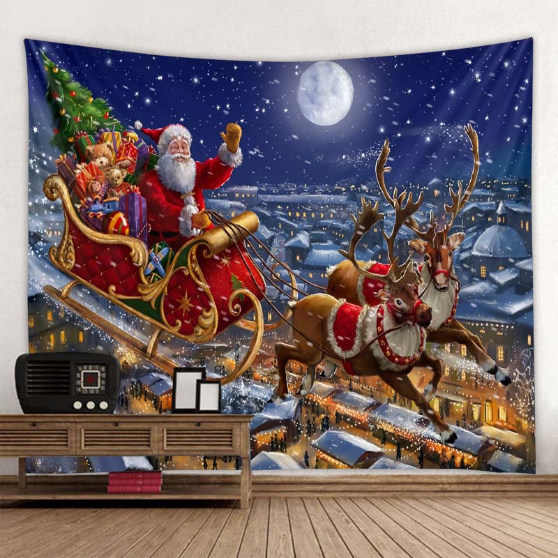 Tapiz colgante de pared con dise&ntilde;o de chimenea de Pap&aacute; Noel, decoraci&oacute;n de &aacute;rbol de Navidad para dormitorio, sala de estar, dormitorio, vacaciones, regalo