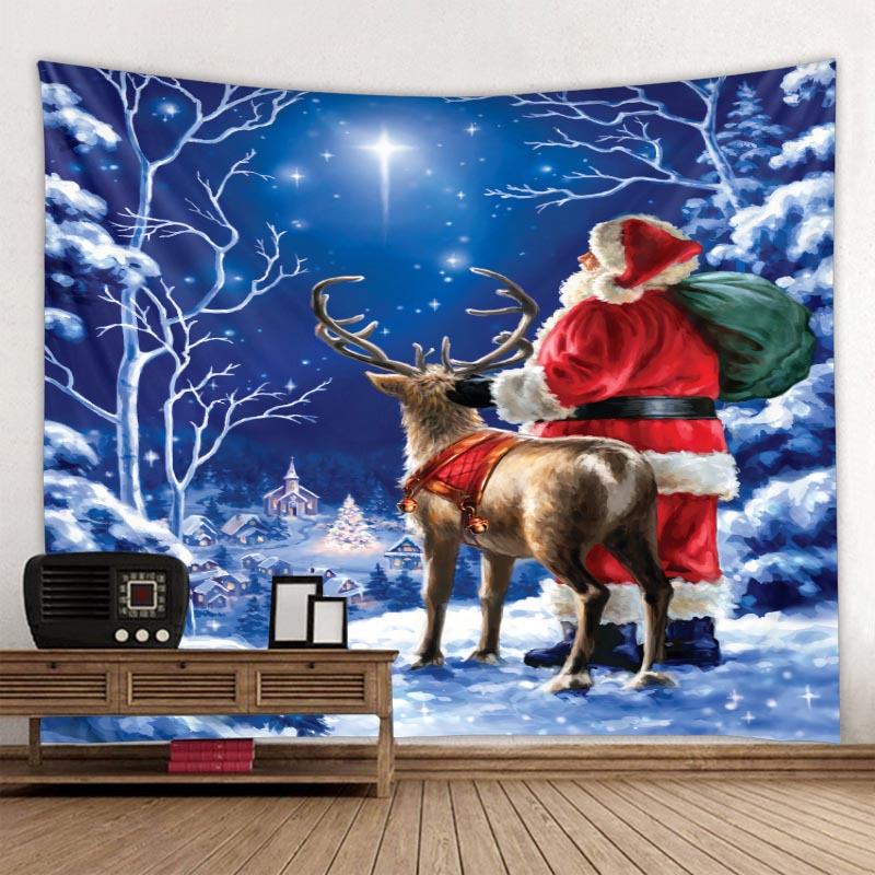 Tapiz colgante de pared con dise&ntilde;o de chimenea de Pap&aacute; Noel, decoraci&oacute;n de &aacute;rbol de Navidad para dormitorio, sala de estar, dormitorio, vacaciones, regalo
