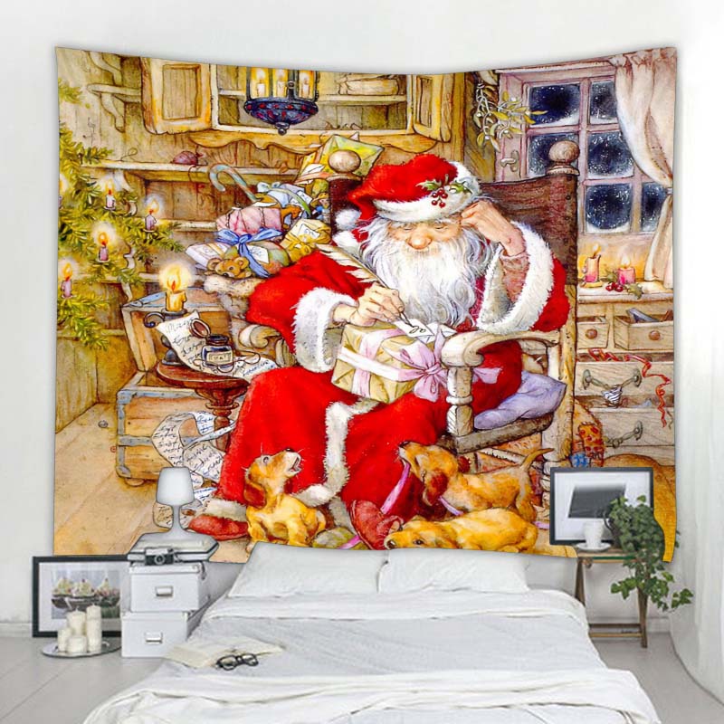 Tapiz colgante de pared con dise&ntilde;o de chimenea de Pap&aacute; Noel, decoraci&oacute;n de &aacute;rbol de Navidad para dormitorio, sala de estar, dormitorio, vacaciones, regalo
