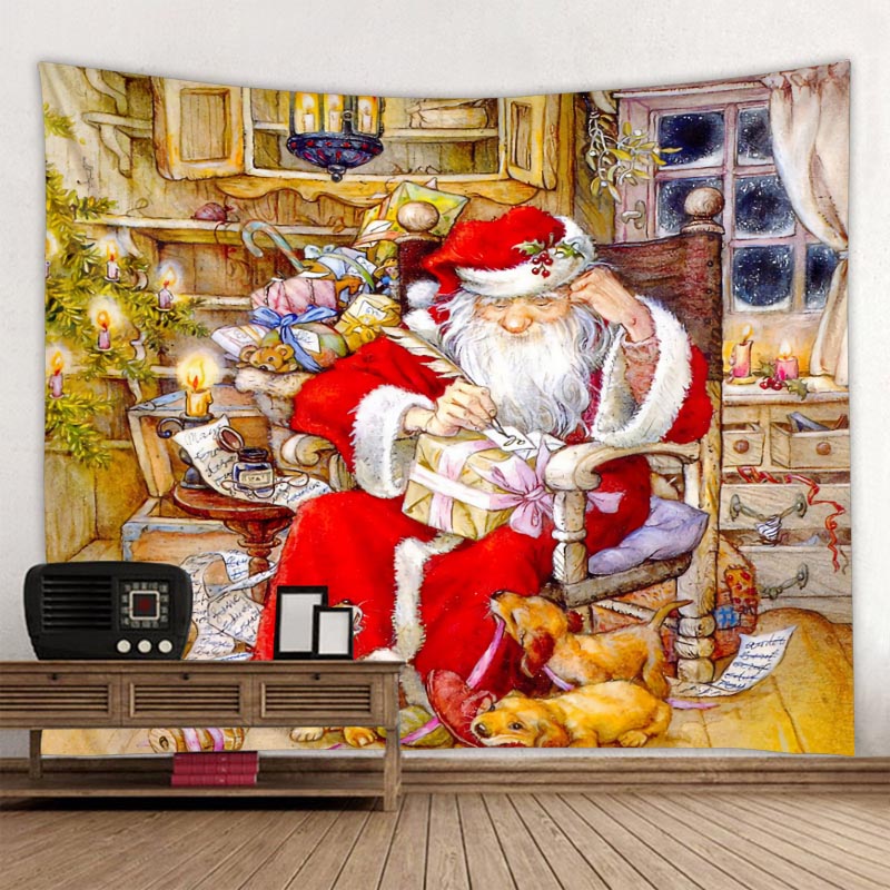 Tapiz colgante de pared con dise&ntilde;o de chimenea de Pap&aacute; Noel, decoraci&oacute;n de &aacute;rbol de Navidad para dormitorio, sala de estar, dormitorio, vacaciones, regalo