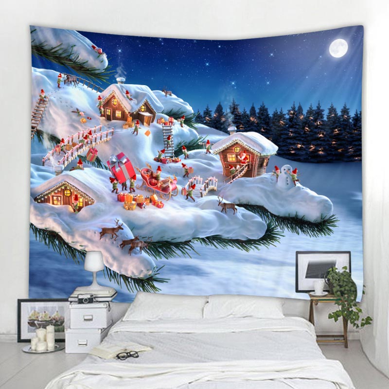 Tapiz colgante de pared con dise&ntilde;o de chimenea de Pap&aacute; Noel, decoraci&oacute;n de &aacute;rbol de Navidad para dormitorio, sala de estar, dormitorio, vacaciones, regalo