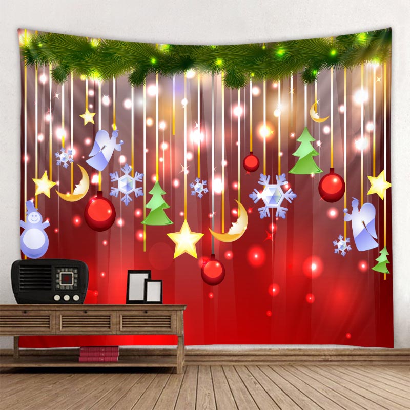 Tapiz navide&ntilde;o de bosque, mu&ntilde;eco de nieve, &aacute;rbol de Navidad, Pap&aacute; Noel, decoraci&oacute;n c&aacute;lida para el hogar, pa&ntilde;o de pared de Navidad delgado de poli&eacute;ster