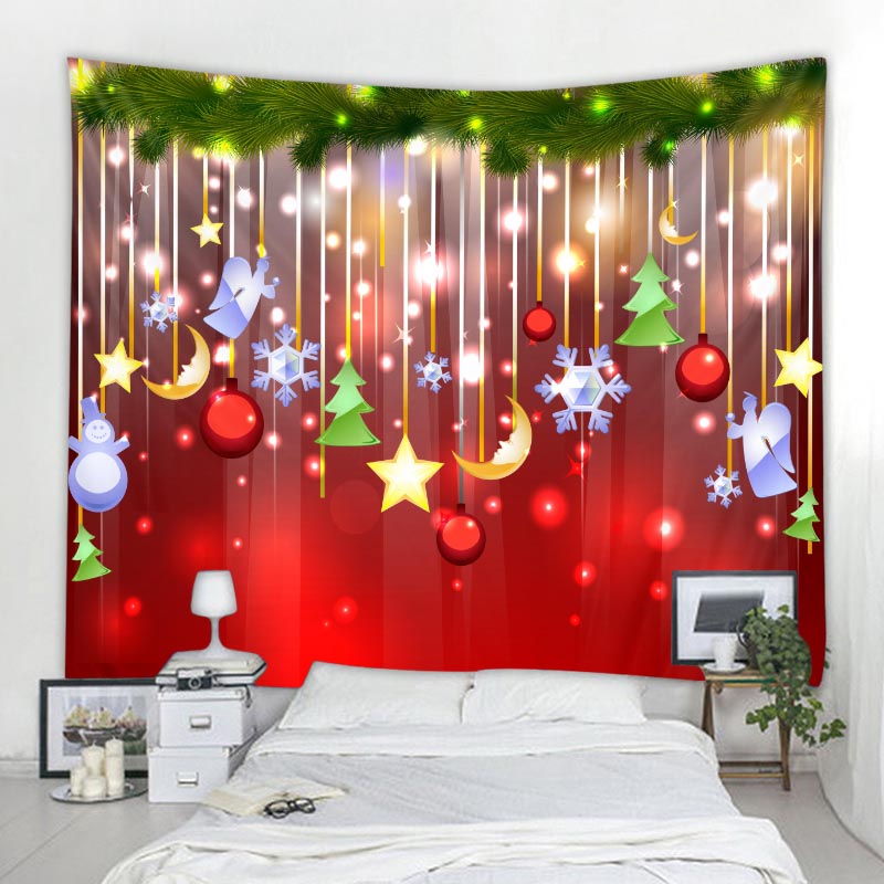 Tapiz navide&ntilde;o de bosque, mu&ntilde;eco de nieve, &aacute;rbol de Navidad, Pap&aacute; Noel, decoraci&oacute;n c&aacute;lida para el hogar, pa&ntilde;o de pared de Navidad delgado de poli&eacute;ster