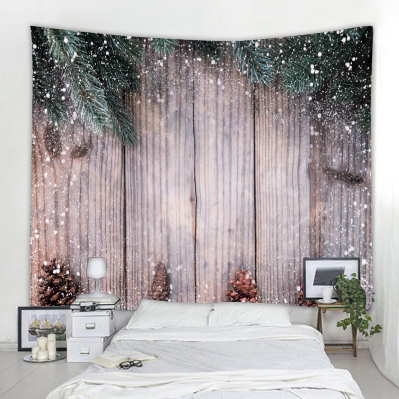 Tapiz navide&ntilde;o de bosque, mu&ntilde;eco de nieve, &aacute;rbol de Navidad, Pap&aacute; Noel, decoraci&oacute;n c&aacute;lida para el hogar, pa&ntilde;o de pared de Navidad delgado de poli&eacute;ster