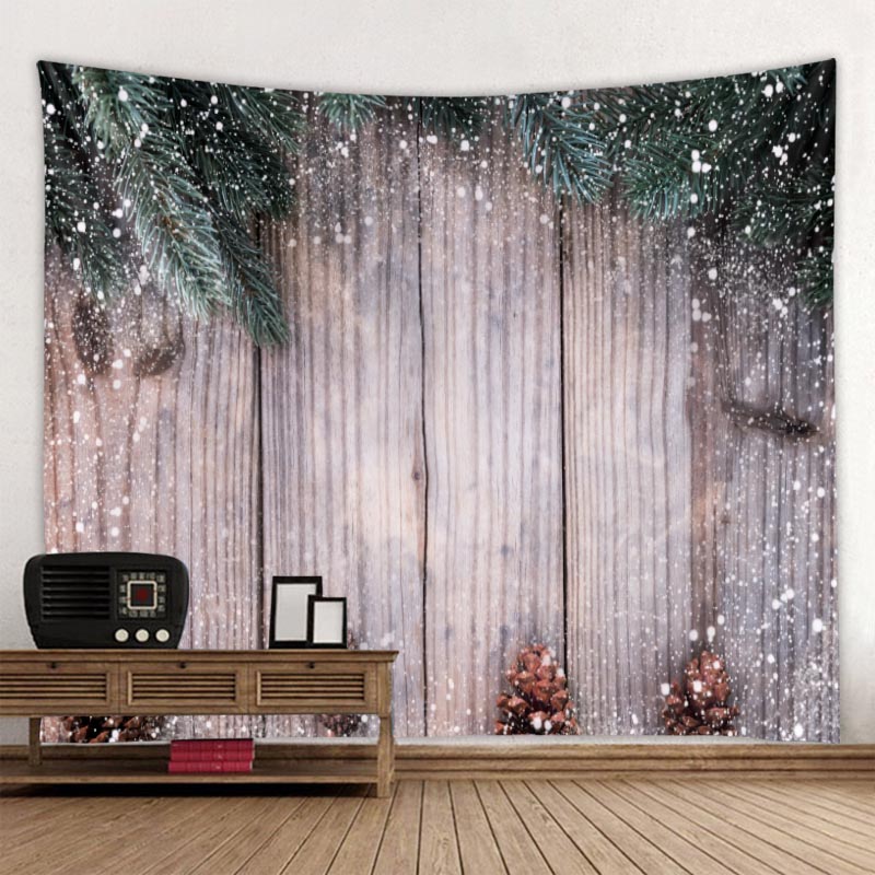 Tapiz navide&ntilde;o de bosque, mu&ntilde;eco de nieve, &aacute;rbol de Navidad, Pap&aacute; Noel, decoraci&oacute;n c&aacute;lida para el hogar, pa&ntilde;o de pared de Navidad delgado de poli&eacute;ster