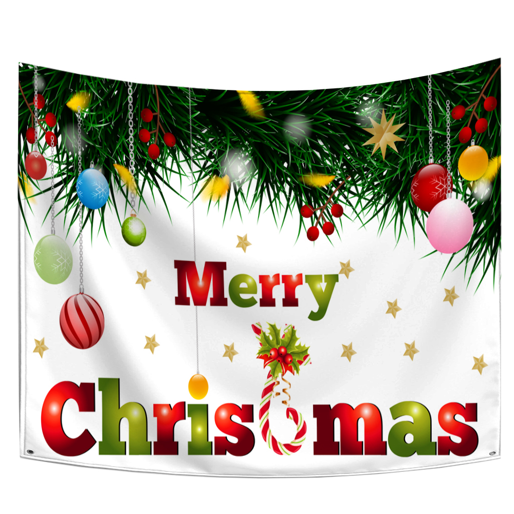 Tapiz de Feliz Navidad, copos de nieve, Pap&aacute; Noel, manta de tela colgante de noche de invierno, regalos, decoraciones de pared de Navidad para el hogar
