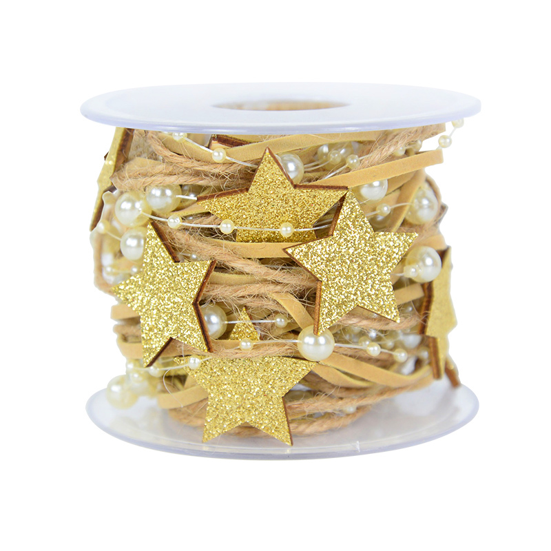Cinta de Navidad de 1/2M, decoraci&oacute;n de cadena de cuentas de estrellas, adorno de &aacute;rbol de Navidad, caja de regalo de Navidad DIY, embalaje 2022, A&ntilde;o Nuevo, Natal