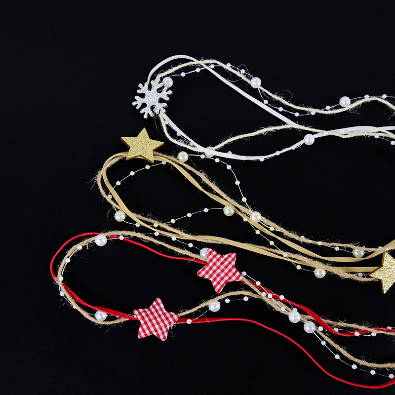 Cinta de Navidad de 1/2M, decoraci&oacute;n de cadena de cuentas de estrellas, adorno de &aacute;rbol de Navidad, caja de regalo de Navidad DIY, embalaje 2022, A&ntilde;o Nuevo, Natal