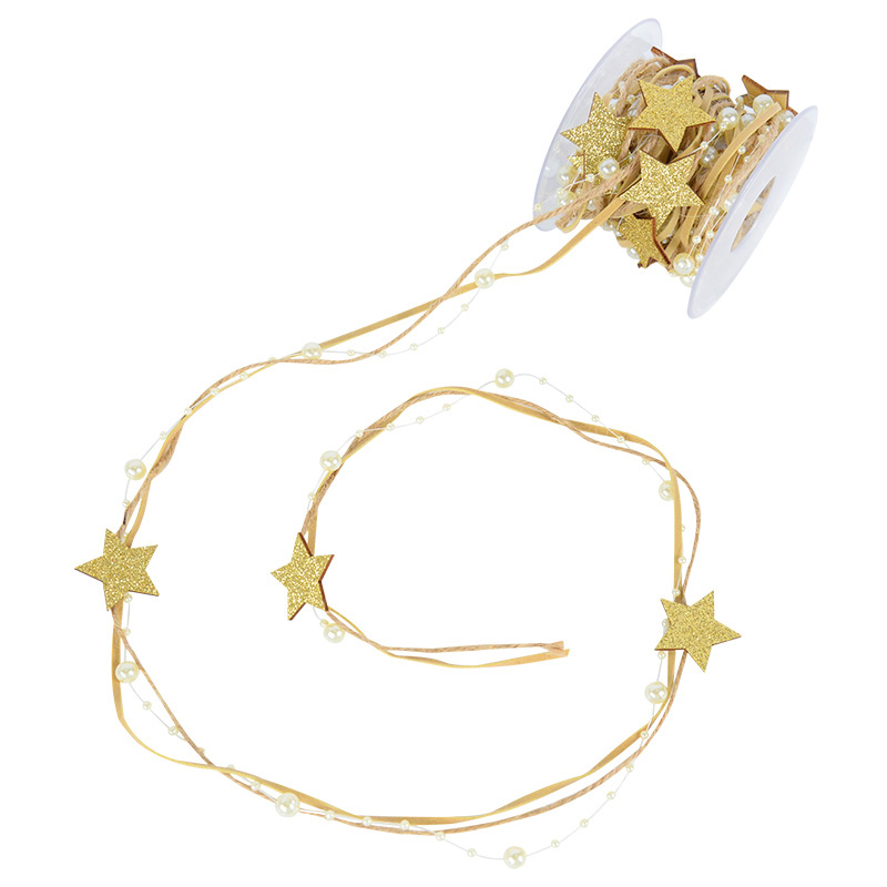 Cinta de Navidad de 1/2M, decoraci&oacute;n de cadena de cuentas de estrellas, adorno de &aacute;rbol de Navidad, caja de regalo de Navidad DIY, embalaje 2022, A&ntilde;o Nuevo, Natal