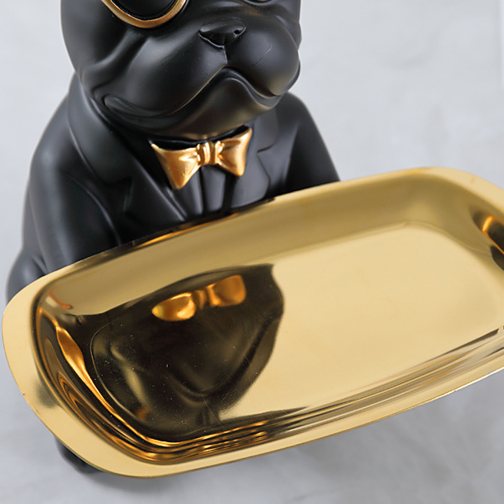 Escultura de Bulldog Franc&eacute;s n&oacute;rdico, estatua de perro, almacenamiento de joyas, Decoraci&oacute;n de mesa, regalo, cintur&oacute;n, placa, gafas, bandeja, arte para el hogar