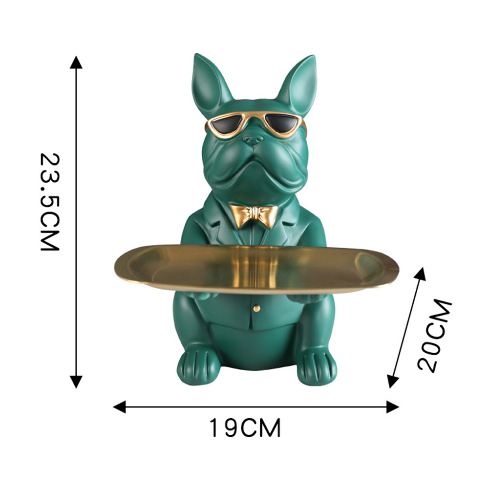 Escultura de Bulldog Franc&eacute;s n&oacute;rdico, estatua de perro, almacenamiento de joyas, Decoraci&oacute;n de mesa, regalo, cintur&oacute;n, placa, gafas, bandeja, arte para el hogar