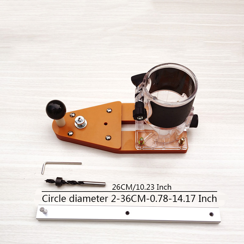 Plantilla de corte circular para carpinter&iacute;a, m&aacute;quina de corte el&eacute;ctrica, fresadora de madera, Base de ranurado circular, herramientas de bricolaje con valla de escala