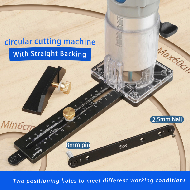 Plantilla de corte circular para carpinter&iacute;a, m&aacute;quina de corte el&eacute;ctrica, fresadora de madera, Base de ranurado circular, herramientas de bricolaje con valla de escala